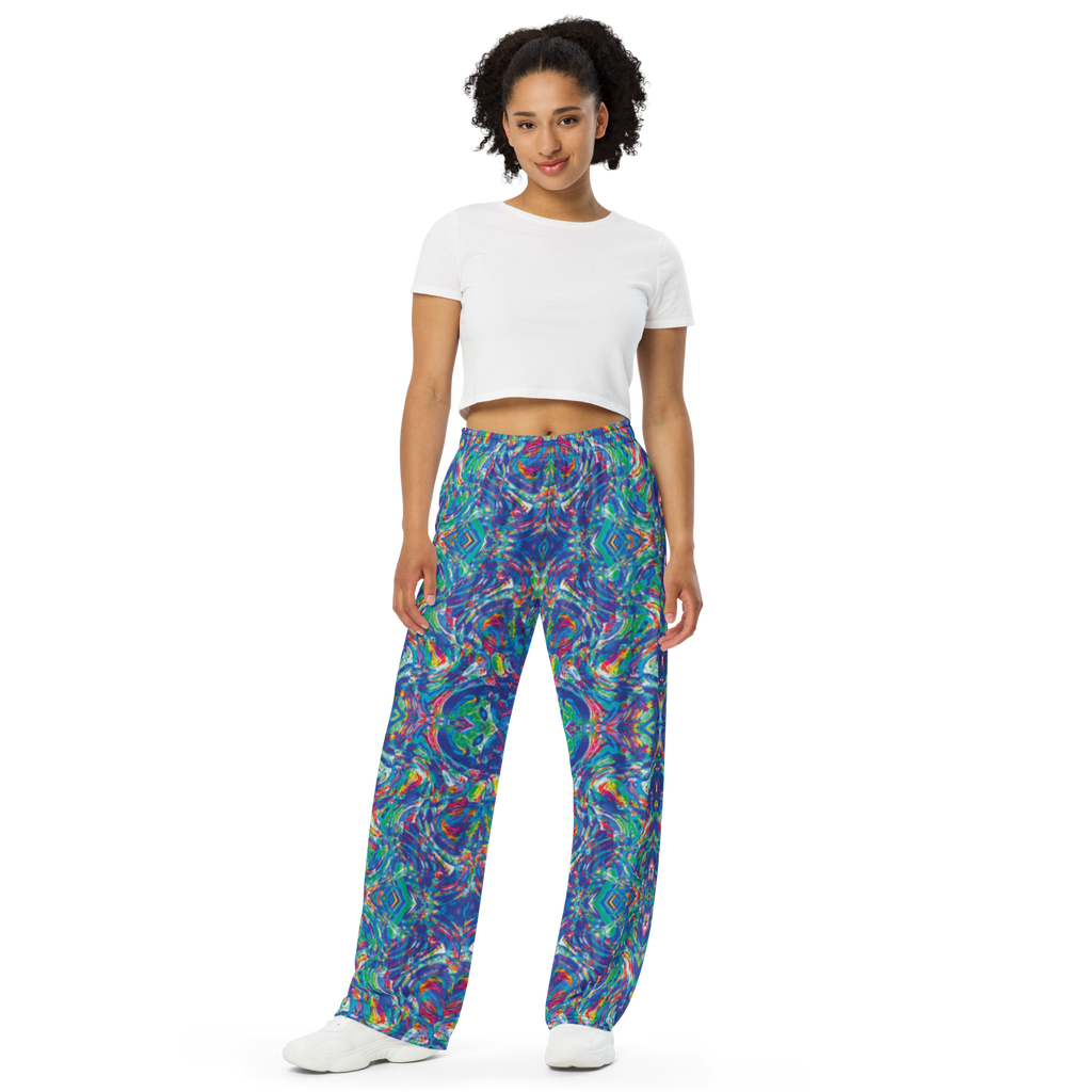 Dropship Multicolor Floral Abstract Print Drawstring Wide Waistband Pants  to Sell Online at a Lower Price