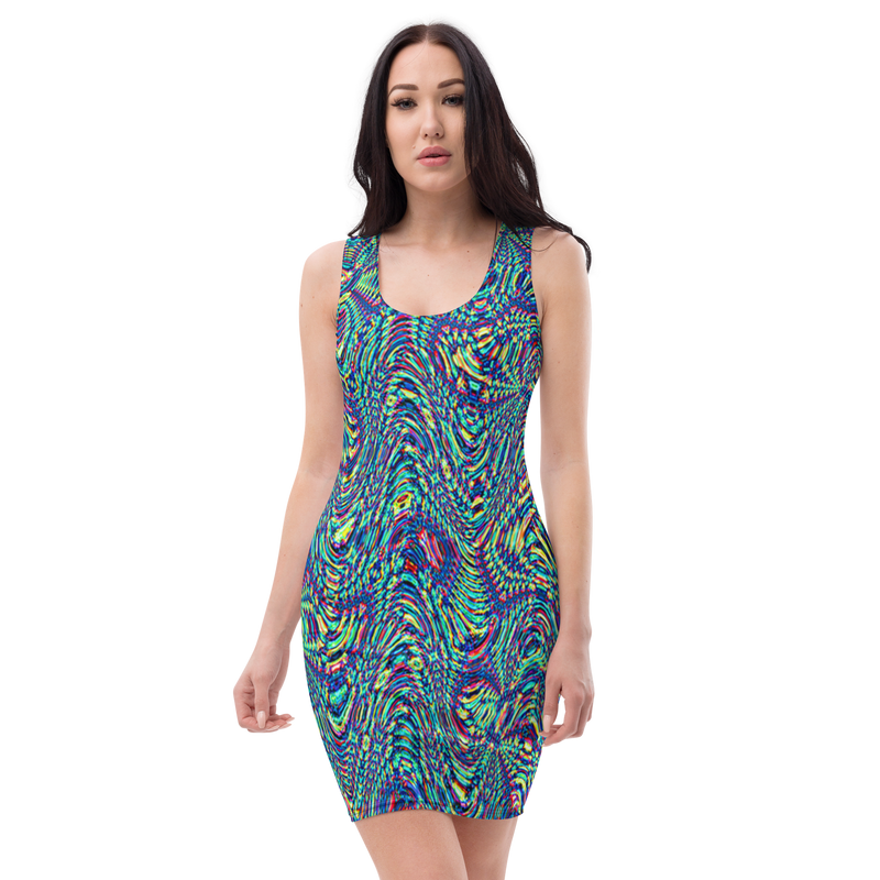 Product name: Recursia Alchemical Vision Pencil Dress. Keywords: Print: Alchemical Vision, Clothing, Pencil Dress, Women's Clothing