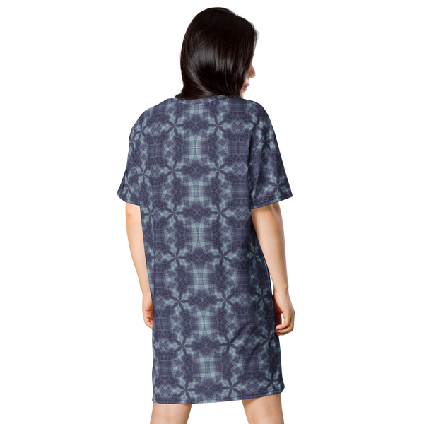 Product name: Recursia Argyle Rewired II T-Shirt Dress In Blue. Keywords: Print: Argyle Rewired, Clothing, T-Shirt Dress, Women's Clothing