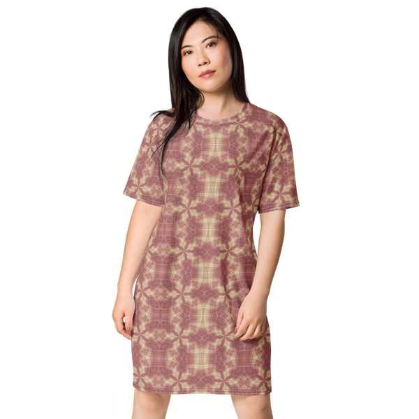 Product name: Recursia Argyle Rewired II T-Shirt Dress In Pink. Keywords: Print: Argyle Rewired, Clothing, T-Shirt Dress, Women's Clothing
