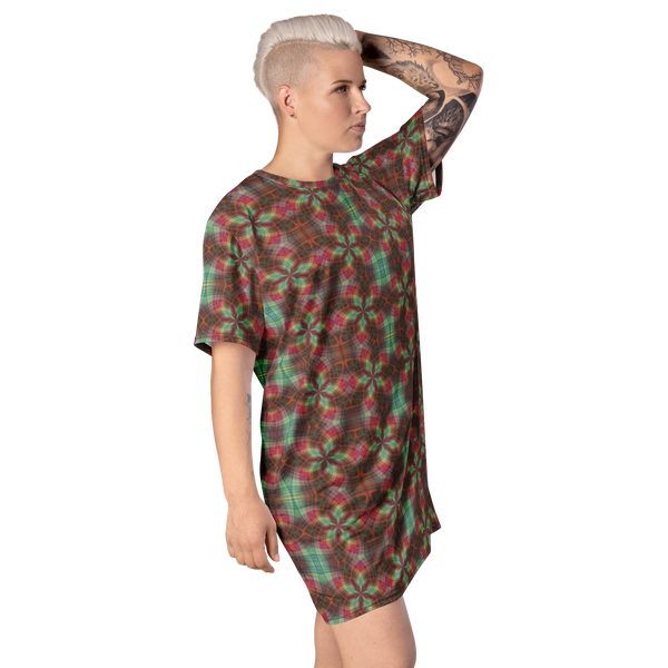 Product name: Recursia Argyle Rewired II T-Shirt Dress. Keywords: Print: Argyle Rewired, Clothing, T-Shirt Dress, Women's Clothing