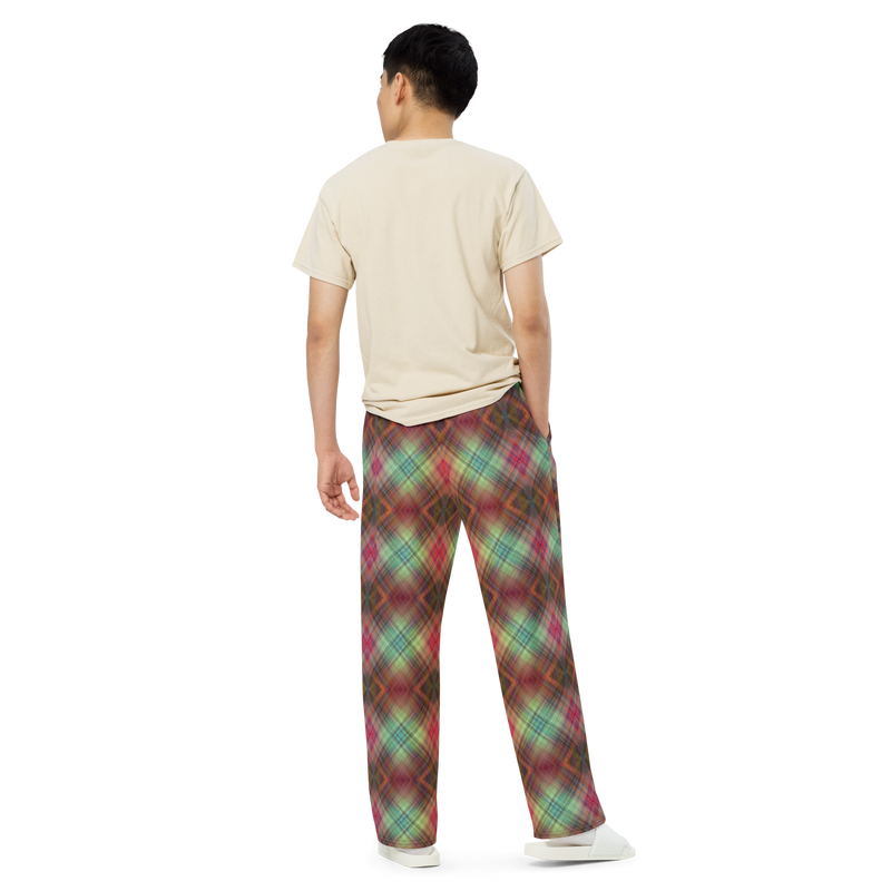 Product name: Recursia Argyle Rewired I Men's Wide Leg Pants. Keywords: Print: Argyle Rewired, Men's Clothing, Men's Wide Leg Pants