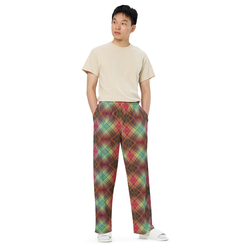Product name: Recursia Argyle Rewired I Men's Wide Leg Pants. Keywords: Print: Argyle Rewired, Men's Clothing, Men's Wide Leg Pants
