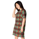 Product name: Recursia Argyle Rewired I T-Shirt Dress. Keywords: Print: Argyle Rewired, Clothing, T-Shirt Dress, Women's Clothing