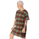 Product name: Recursia Argyle Rewired I T-Shirt Dress. Keywords: Print: Argyle Rewired, Clothing, T-Shirt Dress, Women's Clothing