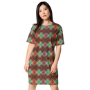Product name: Recursia Argyle Rewired I T-Shirt Dress. Keywords: Print: Argyle Rewired, Clothing, T-Shirt Dress, Women's Clothing