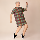 Product name: Recursia Argyle Rewired I T-Shirt Dress. Keywords: Print: Argyle Rewired, Clothing, T-Shirt Dress, Women's Clothing