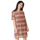 Product name: Recursia Argyle Rewired T-Shirt Dress In Pink. Keywords: Print: Argyle Rewired, Clothing, T-Shirt Dress, Women's Clothing