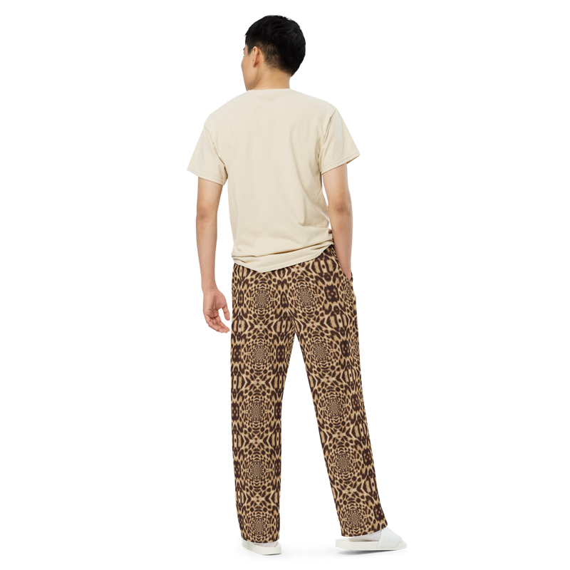 Product name: Recursia Contemplative Jaguar II Men's Wide Leg Pants. Keywords: Print: Contemplative Jaguar, Men's Clothing, Men's Wide Leg Pants