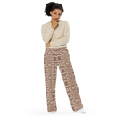 Product name: Recursia Contemplative Jaguar II Women's Wide Leg Pants In Pink. Keywords: Print: Contemplative Jaguar, Women's Wide Leg Pants