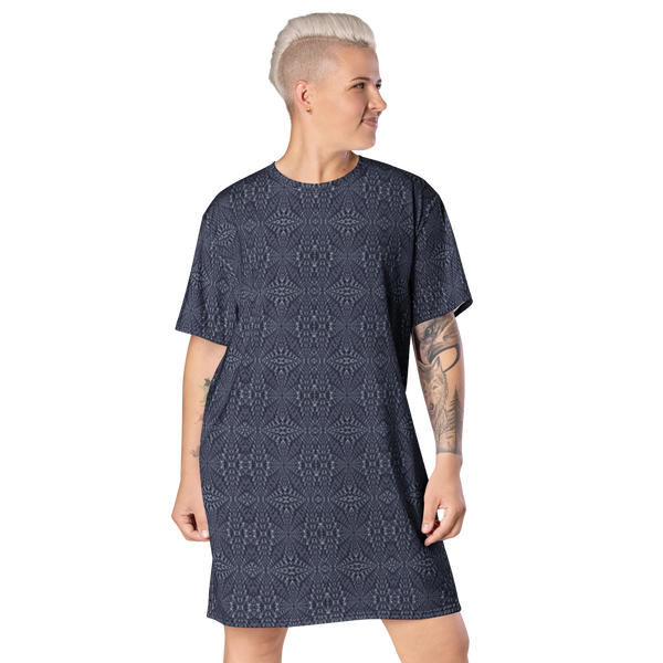 Product name: Recursia Fabrique Unknown T-Shirt Dress In Blue. Keywords: Clothing, Print: Fabrique Unknown, T-Shirt Dress, Women's Clothing