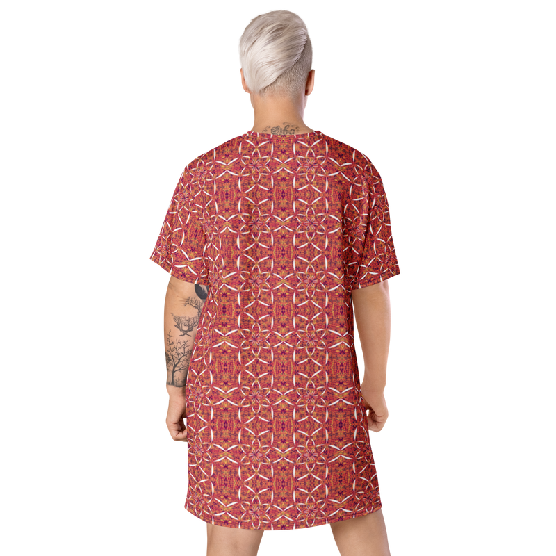 Product name: Recursia Lotus Light T-Shirt Dress. Keywords: Clothing, Print: Lotus Light, T-Shirt Dress, Women's Clothing