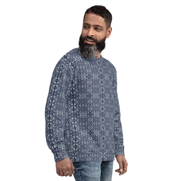 Product name: Recursia Mind Gem I Men's Sweatshirt In Blue. Keywords: Athlesisure Wear, Clothing, Men's Athlesisure, Men's Clothing, Men's Sweatshirt, Men's Tops, Print: Mind Gem