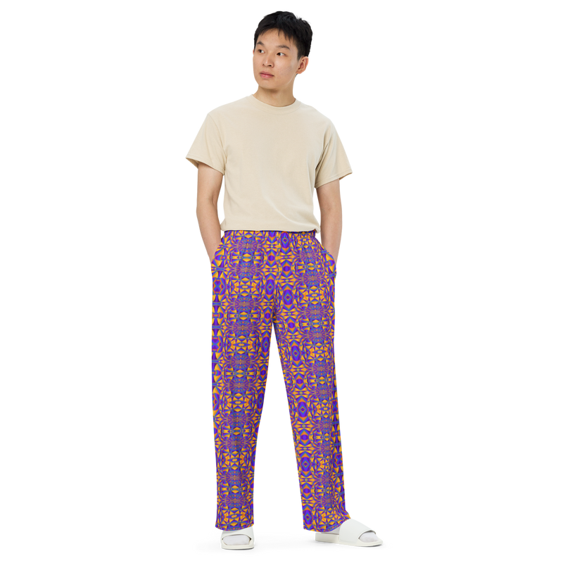 Product name: Recursia Mind Gem III Men's Wide Leg Pants. Keywords: Men's Clothing, Men's Wide Leg Pants, Print: Mind Gem