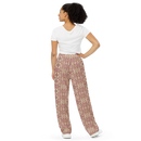 Product name: Recursia Mind Gem III Women's Wide Leg Pants In Pink. Keywords: Print: Mind Gem, Women's Wide Leg Pants