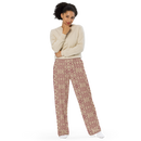 Product name: Recursia Mind Gem III Women's Wide Leg Pants In Pink. Keywords: Print: Mind Gem, Women's Wide Leg Pants