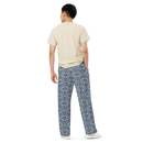 Product name: Recursia Mind Gem II Men's Wide Leg Pants In Blue. Keywords: Men's Clothing, Men's Wide Leg Pants, Print: Mind Gem