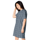 Product name: Recursia Mind Gem II T-Shirt Dress In Blue. Keywords: Clothing, Print: Mind Gem, T-Shirt Dress, Women's Clothing