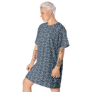 Product name: Recursia Mind Gem II T-Shirt Dress In Blue. Keywords: Clothing, Print: Mind Gem, T-Shirt Dress, Women's Clothing