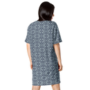 Product name: Recursia Mind Gem II T-Shirt Dress In Blue. Keywords: Clothing, Print: Mind Gem, T-Shirt Dress, Women's Clothing