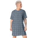 Product name: Recursia Mind Gem II T-Shirt Dress In Blue. Keywords: Clothing, Print: Mind Gem, T-Shirt Dress, Women's Clothing