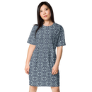 Product name: Recursia Mind Gem II T-Shirt Dress In Blue. Keywords: Clothing, Print: Mind Gem, T-Shirt Dress, Women's Clothing