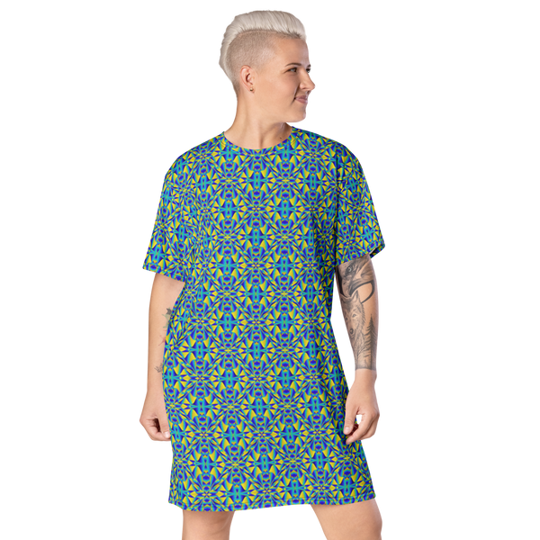 Product name: Recursia Mind Gem II T-Shirt Dress. Keywords: Clothing, Print: Mind Gem, T-Shirt Dress, Women's Clothing