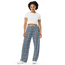 Product name: Recursia Mind Gem II Women's Wide Leg Pants In Blue. Keywords: Print: Mind Gem, Women's Wide Leg Pants