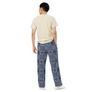 Product name: Recursia Mind Gem IV Men's Wide Leg Pants In Blue. Keywords: Men's Clothing, Men's Wide Leg Pants, Print: Mind Gem