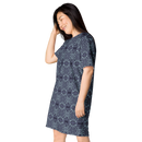 Product name: Recursia Mind Gem IV T-Shirt Dress In Blue. Keywords: Clothing, Print: Mind Gem, T-Shirt Dress, Women's Clothing
