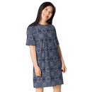 Product name: Recursia Mind Gem IV T-Shirt Dress In Blue. Keywords: Clothing, Print: Mind Gem, T-Shirt Dress, Women's Clothing