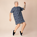 Product name: Recursia Mind Gem IV T-Shirt Dress In Blue. Keywords: Clothing, Print: Mind Gem, T-Shirt Dress, Women's Clothing