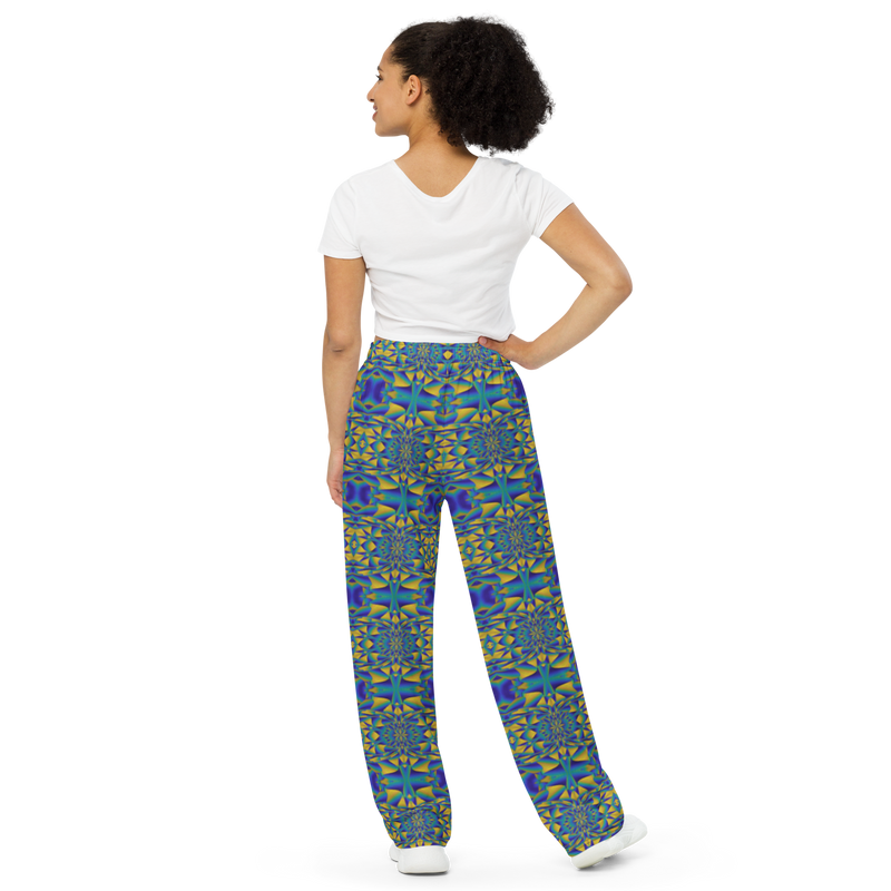 Product name: Recursia Mind Gem IV Women's Wide Leg Pants. Keywords: Print: Mind Gem, Women's Wide Leg Pants