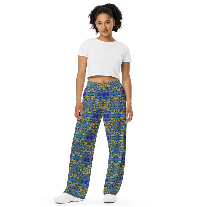 Product name: Recursia Mind Gem IV Women's Wide Leg Pants. Keywords: Print: Mind Gem, Women's Wide Leg Pants