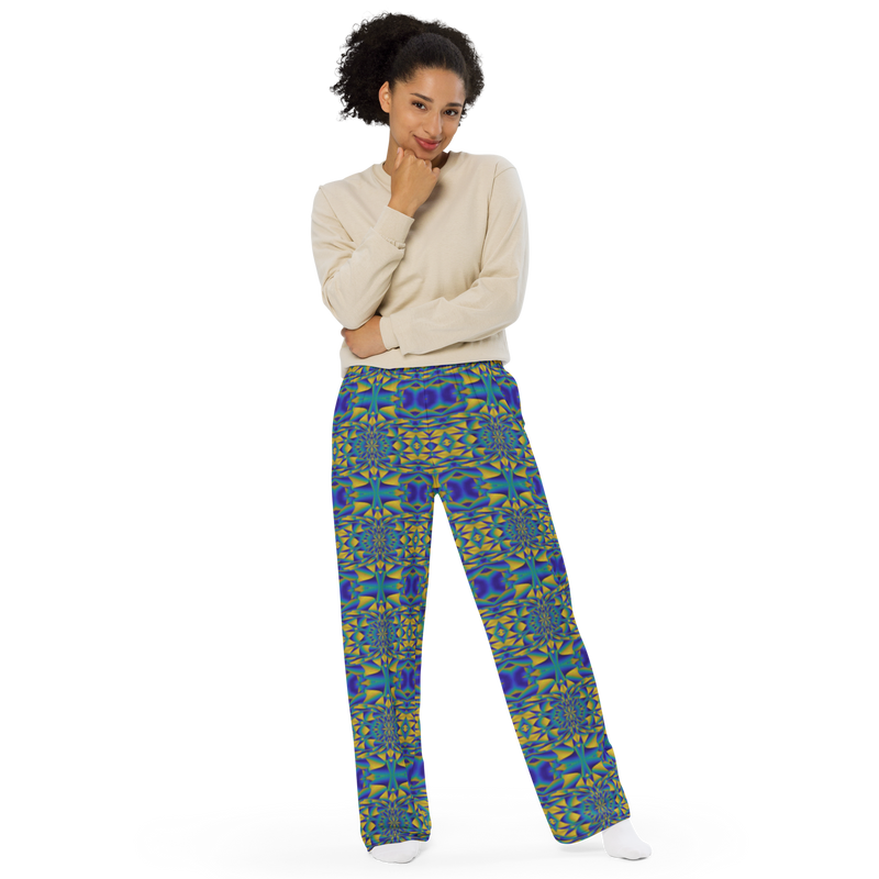 Product name: Recursia Mind Gem IV Women's Wide Leg Pants. Keywords: Print: Mind Gem, Women's Wide Leg Pants