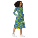 Product name: Recursia Mind Gem I Long Sleeve Midi Dress. Keywords: Clothing, Long Sleeve Midi Dress, Print: Mind Gem, Women's Clothing