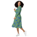 Product name: Recursia Mind Gem I Long Sleeve Midi Dress. Keywords: Clothing, Long Sleeve Midi Dress, Print: Mind Gem, Women's Clothing