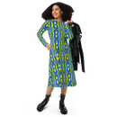 Product name: Recursia Mind Gem I Long Sleeve Midi Dress. Keywords: Clothing, Long Sleeve Midi Dress, Print: Mind Gem, Women's Clothing