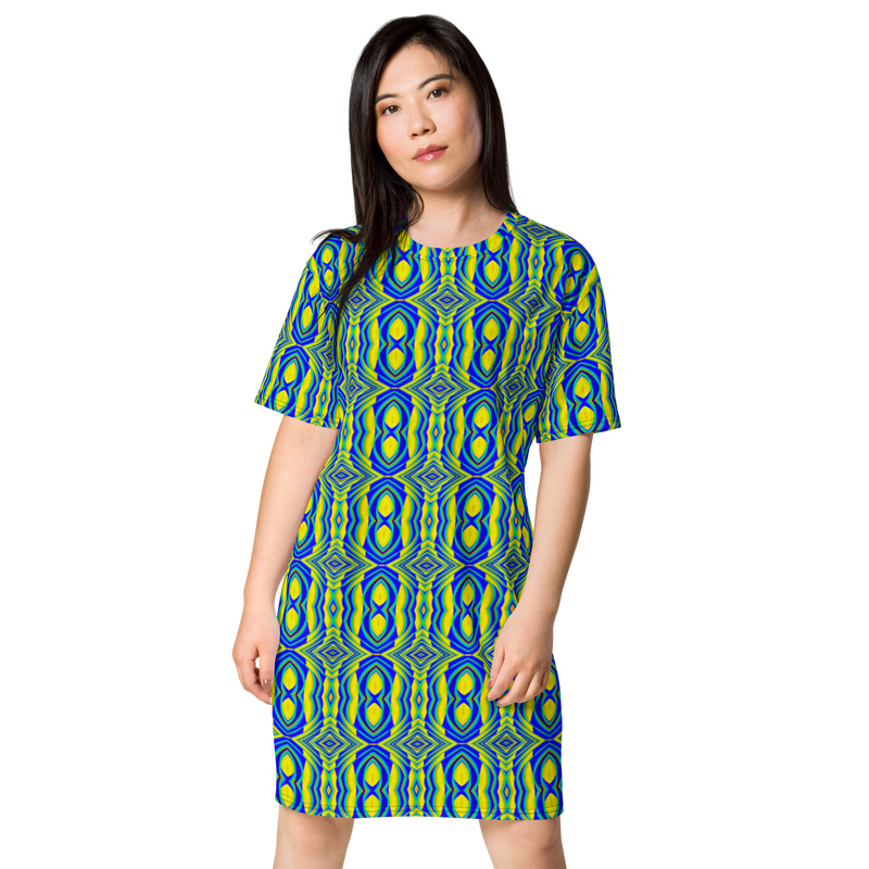 Product name: Recursia Mind Gem I T-Shirt Dress. Keywords: Clothing, Print: Mind Gem, T-Shirt Dress, Women's Clothing