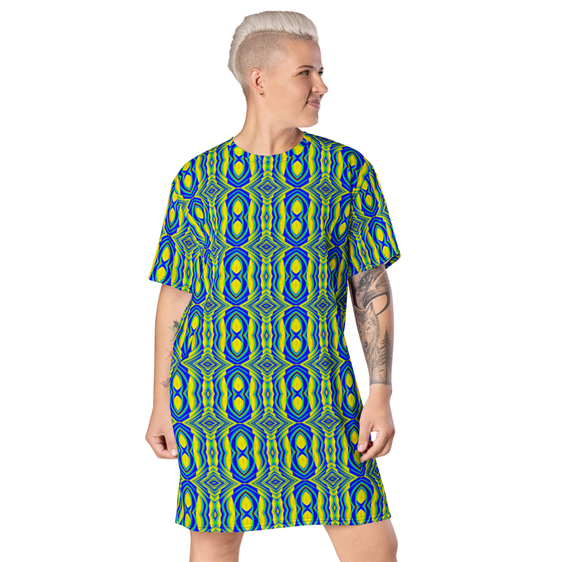 Product name: Recursia Mind Gem I T-Shirt Dress. Keywords: Clothing, Print: Mind Gem, T-Shirt Dress, Women's Clothing