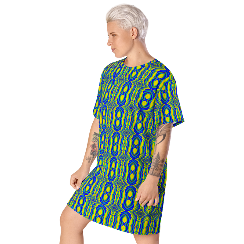 Product name: Recursia Mind Gem I T-Shirt Dress. Keywords: Clothing, Print: Mind Gem, T-Shirt Dress, Women's Clothing