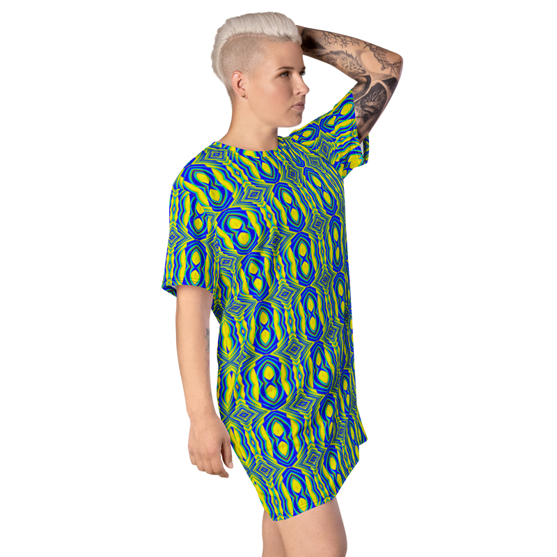 Product name: Recursia Mind Gem I T-Shirt Dress. Keywords: Clothing, Print: Mind Gem, T-Shirt Dress, Women's Clothing