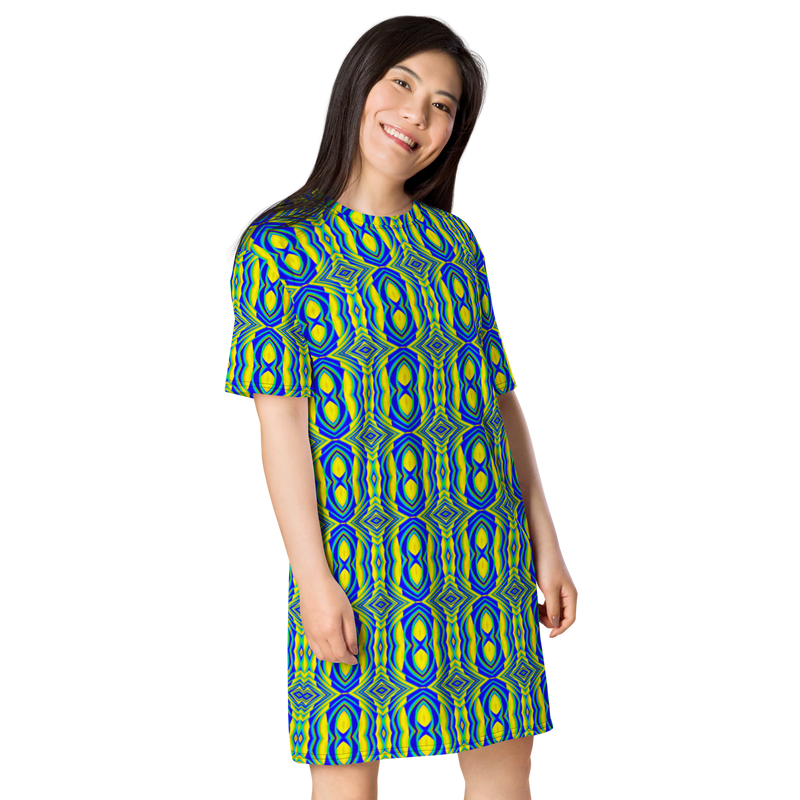 Product name: Recursia Mind Gem I T-Shirt Dress. Keywords: Clothing, Print: Mind Gem, T-Shirt Dress, Women's Clothing