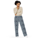 Product name: Recursia Mind Gem I Women's Wide Leg Pants In Blue. Keywords: Print: Mind Gem, Women's Wide Leg Pants