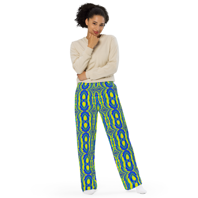 Product name: Recursia Mind Gem I Women's Wide Leg Pants. Keywords: Print: Mind Gem, Women's Wide Leg Pants