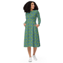 Product name: Recursia Mind Gem Long Sleeve Midi Dress. Keywords: Clothing, Long Sleeve Midi Dress, Print: Mind Gem, Women's Clothing