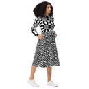 Product name: Recursia Modern Moiré III Long Sleeve Midi Dress. Keywords: Clothing, Long Sleeve Midi Dress, Print: Modern Moiré, Women's Clothing