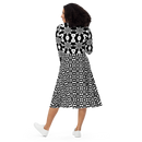 Product name: Recursia Modern Moiré III Long Sleeve Midi Dress. Keywords: Clothing, Long Sleeve Midi Dress, Print: Modern Moiré, Women's Clothing