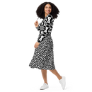 Product name: Recursia Modern Moiré III Long Sleeve Midi Dress. Keywords: Clothing, Long Sleeve Midi Dress, Print: Modern Moiré, Women's Clothing
