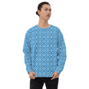Product name: Recursia Modern Moiré V Men's Sweatshirt In Blue. Keywords: Athlesisure Wear, Clothing, Men's Athlesisure, Men's Clothing, Men's Sweatshirt, Men's Tops, Print: Modern Moiré